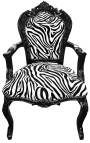 Fauteuil Barok Zebrastof in rococostijl en zwart gelakt hout 