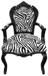 Fåtölj Barock Rococo Style Zebra Tryckt tyg och glansigt svart trä - 13