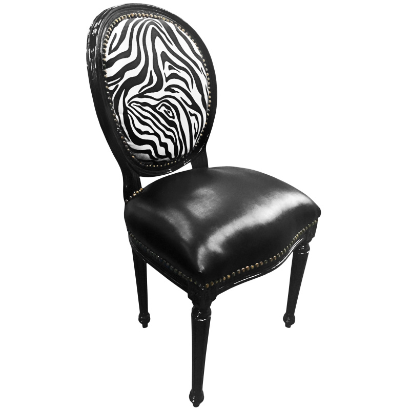 Louis XVI style chair zebra and black false skin with ...