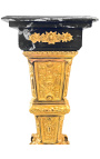 Colonna quadrata (conchiglia) in marmo nero con bronzo stile Impero