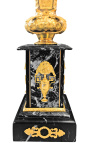 Colonna quadrata (conchiglia) in marmo nero con bronzo stile Impero