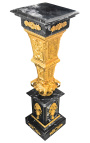 Квадратна колона (обвивка) от черен мрамор с бронз в стил ампир
