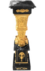 Colonna quadrata (conchiglia) in marmo nero con bronzo stile Impero
