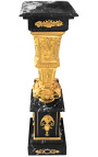 Kwadratowa kolumna (pochwa) z czarnego marmuru w stylu Empire z brązu