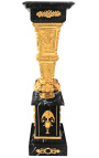 Colonna quadrata (conchiglia) in marmo nero con bronzo stile Impero
