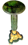 Groenmarmeren zuil in Napoleon III-stijl met brons
