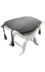 Dagobert klupa Gray Velvet i srebro drvo - 15