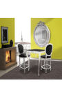 Square baroque bar table silver wood with black top