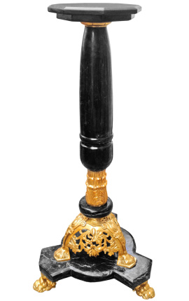 Schwarze Marmorsäule im Napoleon-III-Stil mit Bronze