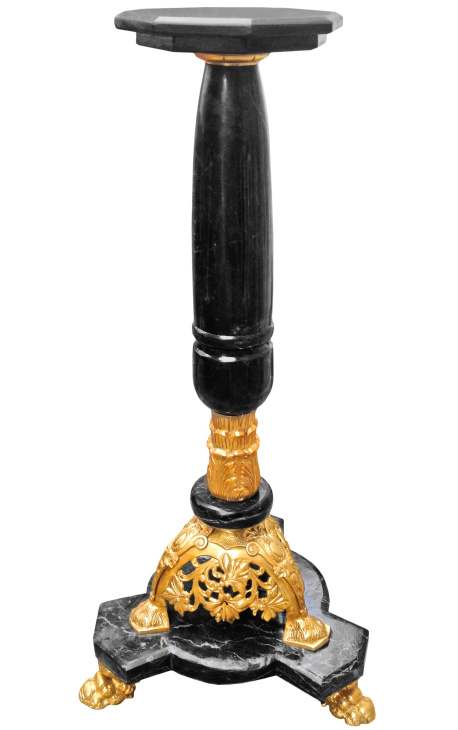 Black marble column of Napoleon III style with bronze