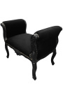 Baroque bench Louis XV style black fabric and lacquered black wood