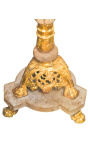 Beigefarbene Marmorsäule im Stil Napoleons III. mit Bronze