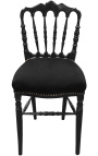 Krzesło obiadowe w stylu Napoleona III czarny aksamit i czarne drewno