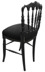 Chaise de style Napoléon III velours noir et bois noir