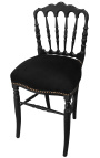 Chaise de style Napoléon III velours noir et bois noir