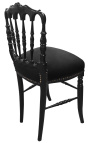 Chaise de style Napoléon III velours noir et bois noir