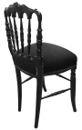 Napoleon III stil middagsstol sort fløjl og sort træ