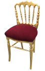 Napoleon III stila vakariņu krēsls bordo samta un zelta koka