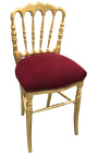 Krzesło obiadowe w stylu Napoleona III, burgundowy aksamit i złote drewno