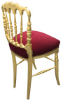 Dinerstoel in Napoleon III-stijl bordeauxrood fluweel en goud hout