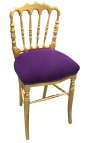 Chaise de style Napoléon III tissu mauve et bois doré