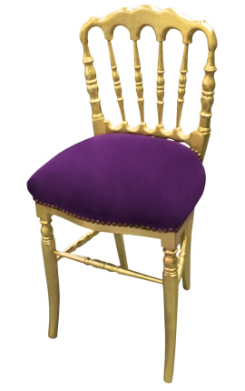 Napoleon III -tyylinen tuoli violetti sametti ja kultapuu