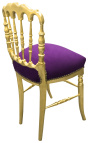 Chaise de style Napoléon III tissu mauve et bois doré