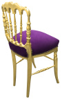 Стол стил Наполеон III лилаво кадифе и златно дърво