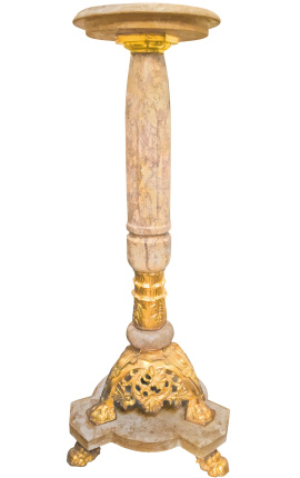 Columna de marbre beix estil Napoléon III amb bronze