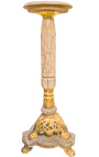 Coluna de mármore bege estilo Napoléon III com bronze