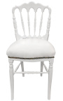 Napoleon III stil middagsstol hvidt kunstlæder og hvidt træ