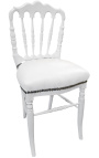 Napoleon III style dinner chair white leatherette and white wood