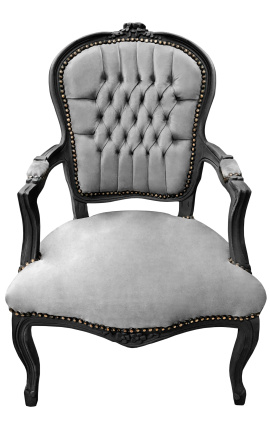 Barokk karosszék Louis XV style szürke és fekete matt fa - 1