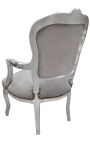 Barocker Sessel aus grauem und versilbertem Holz im Louis-XV-Stil