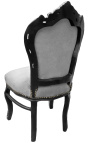 Barok stoel in rococostijl grijs fluweel en zwart mat hout