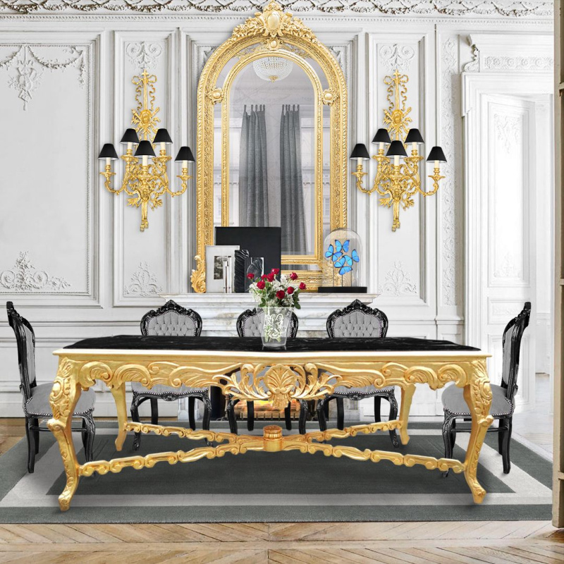 Baroque Rococo Style Chair Grey Velvet And Black Matt Wood