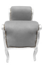 Барокко кресло стиль Louis XV ткани серый бархат и серебро дерево