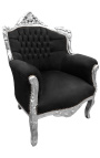 Krzesło "książę" Barokowy czarny velvet i srebro