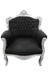 Sessel fürst Barock schwarz Samt und Silber Holz
