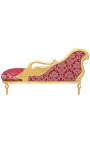 Veľký baroque chaise longue s swan červený "Gobelíny" tkanina a zlaté drevo