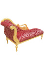 Große barocke Chaiselongue mit Schwanrot "Rebellen" stoff und gold holz