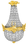 Montgolfiere-Kronleuchter mit Goldbronze und klarem Glas 50 cm