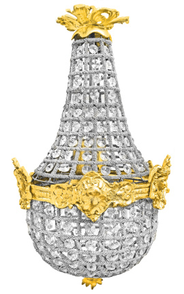 Montgolfiere-Kronleuchter mit Goldbronze und klarem Glas 50 cm