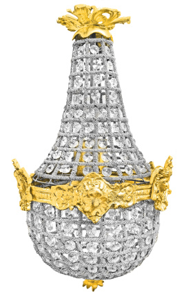 Żyrandol Montgolfiere ze złotym brązem i przezroczystym szkłem 50 cm