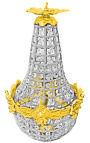 Lustre montgolfière pampilles verre avec bronzes 50 cm