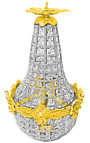Montgolfiere lysekrone med gullbronse og klart glass 50 cm