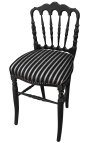 Chaise de style Napoléon III tissu rayé et bois noir