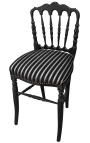 Krzesło w stylu Napoleona III tkanina w paski i czarne drewno 