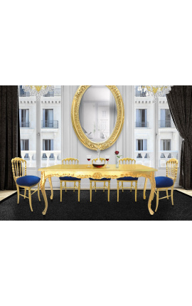 Cadira d&#039;estil Napoléon III tela blava i fusta daurada