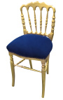 Napoleón III estilo silla tela azul y madera dorada